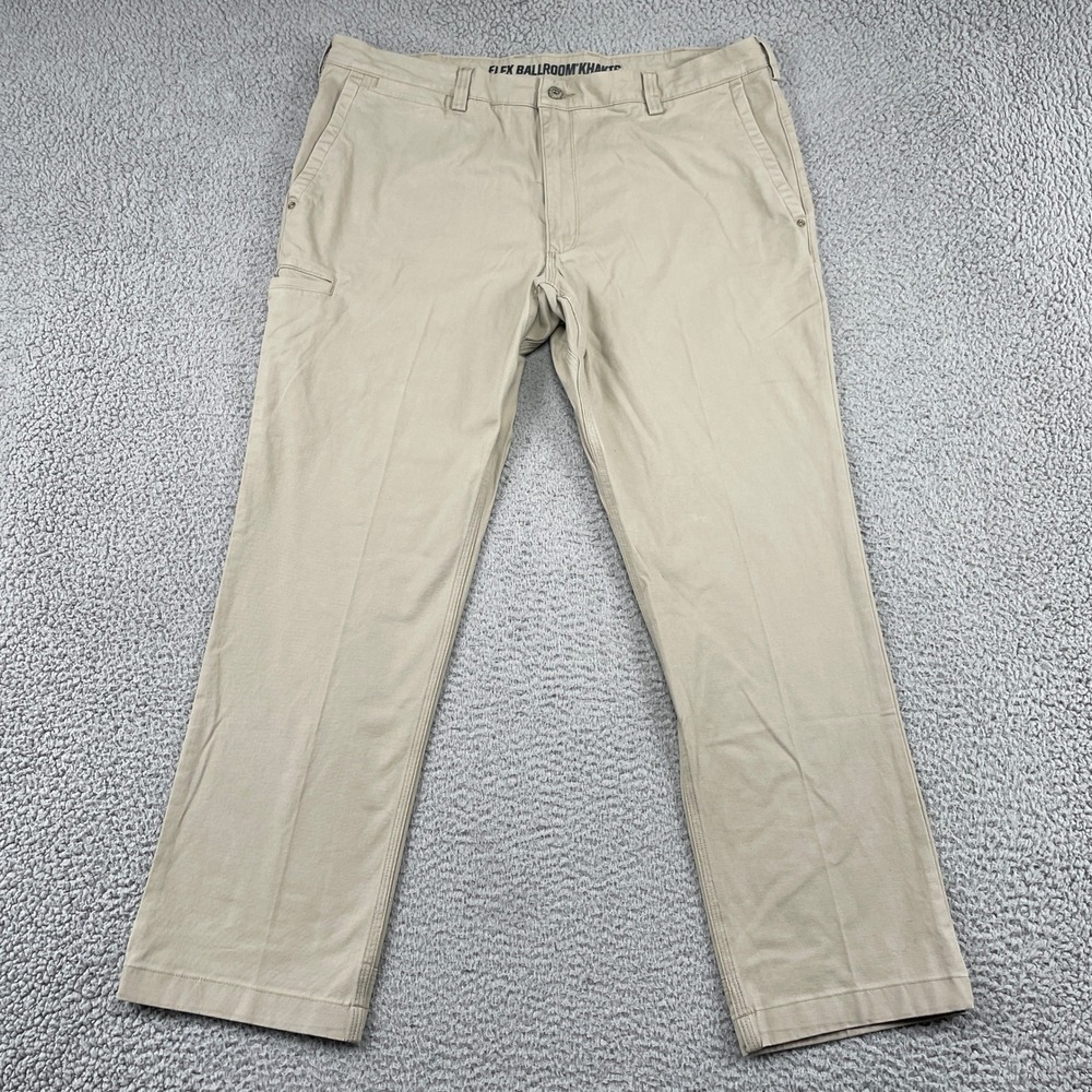 Duluth Trading Co Khakis Mens 40x30 Tan Flex Ballroom Slim Fit Stretch Utility